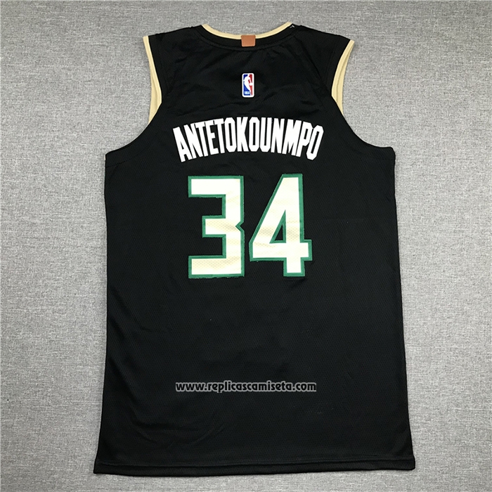 Camiseta Milwaukee Bucks Giannis Antetokounmpo #34 Statement 2019-20 Negro